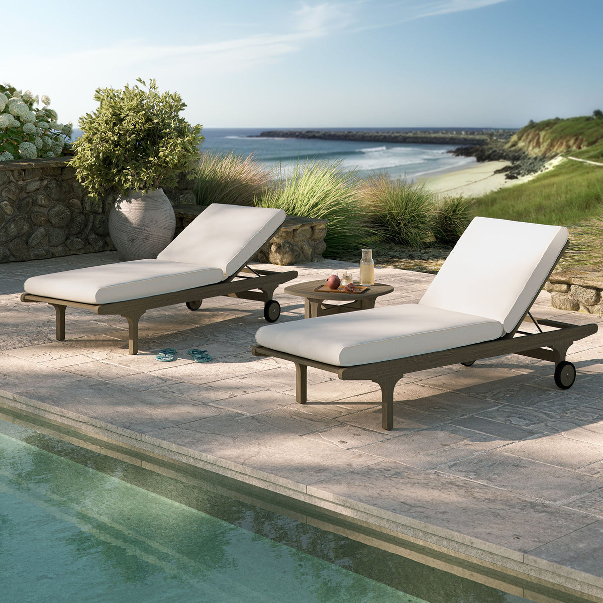 Saratoga Outdoor Patio Teak Wood 3-Piece Chaise Lounge Furniture Set by Modway, photo 29 of 32