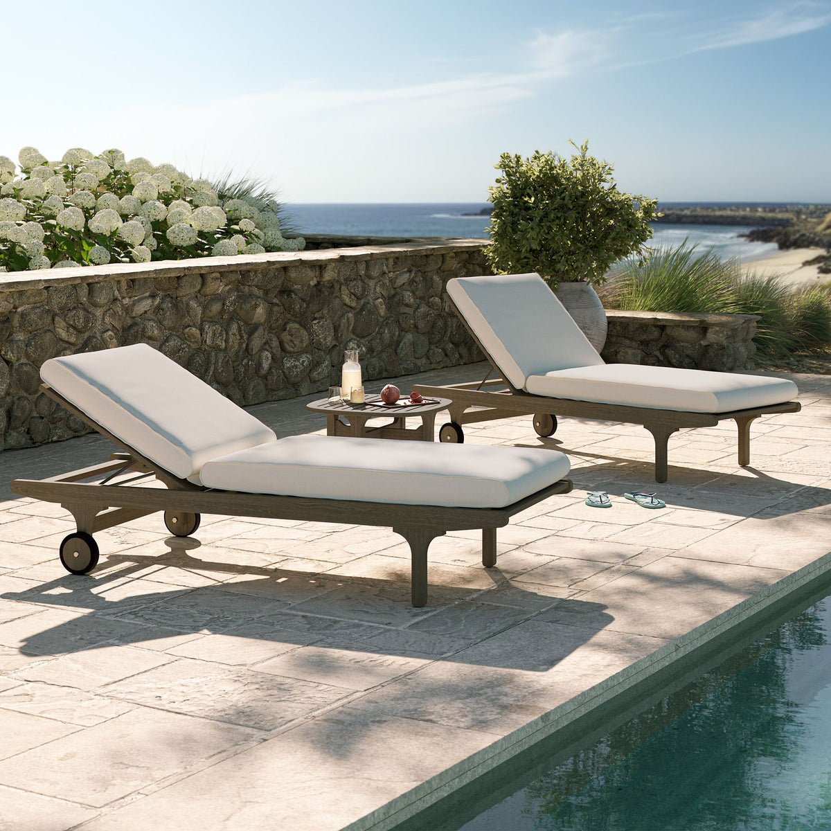 Saratoga Outdoor Patio Teak Wood 3-Piece Chaise Lounge Furniture Set by Modway, photo 30 of 32
