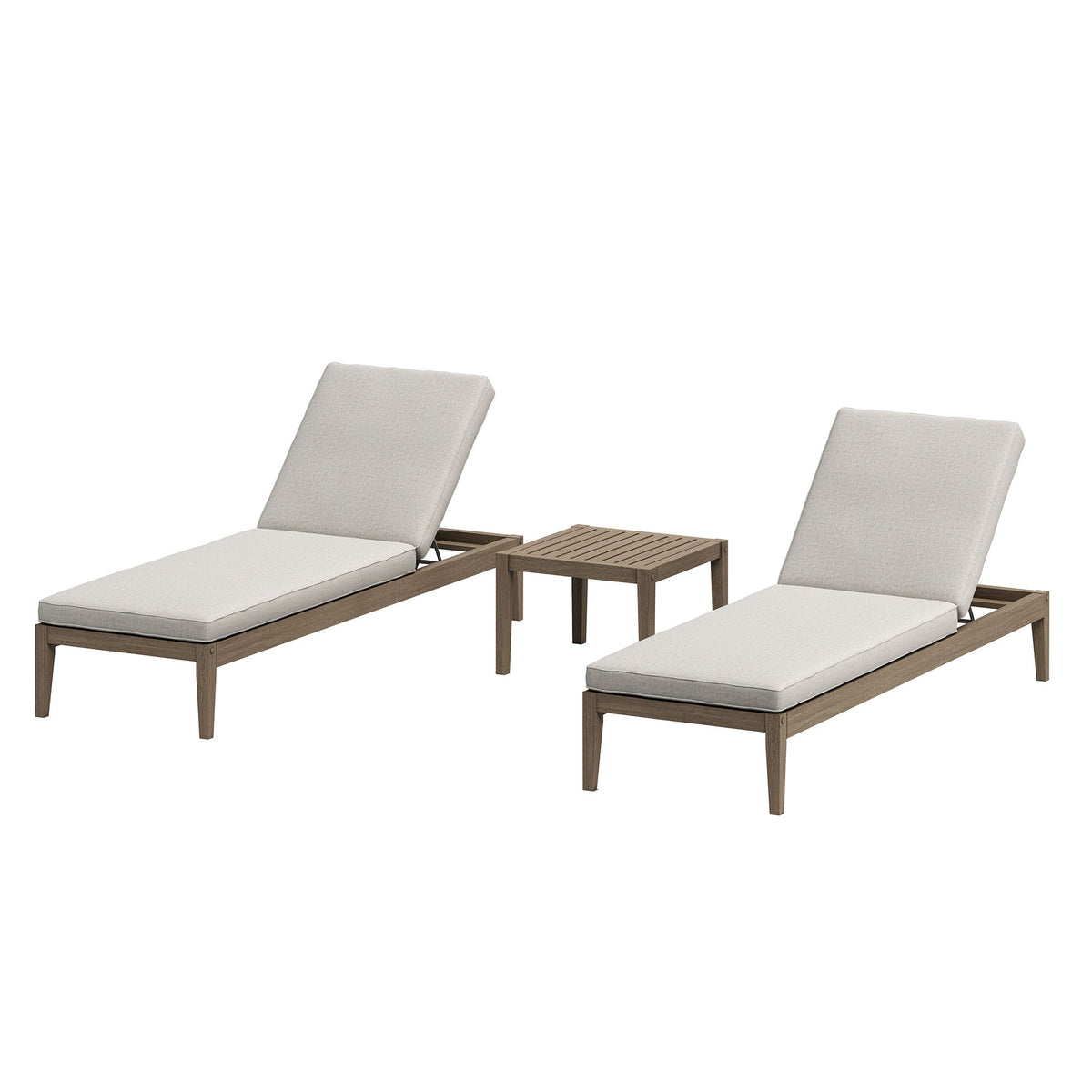 Northlake 3-Piece Outdoor Patio Teak Wood Furniture Set with Chaise Lounges and Side Table by Modway, photo 13 of 31