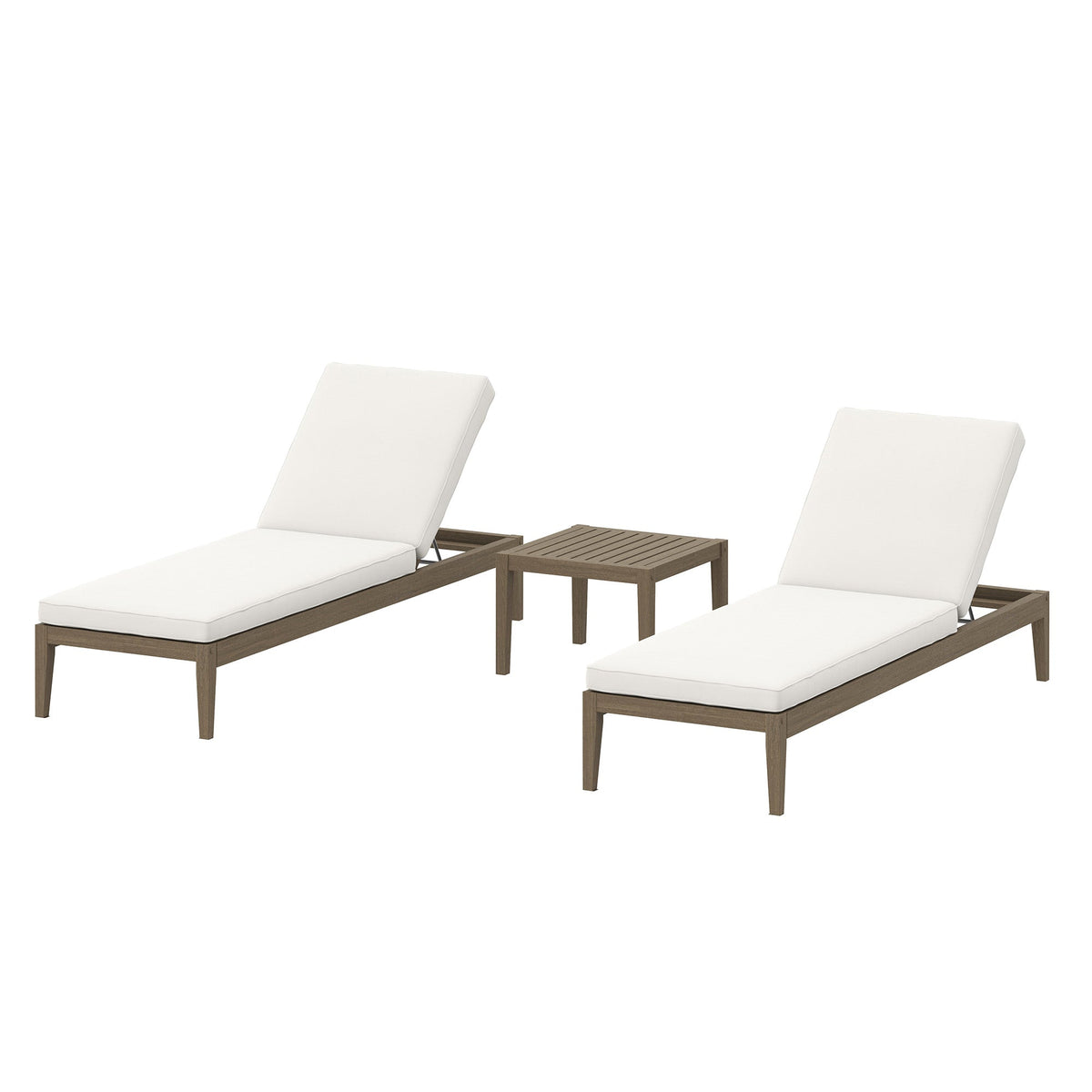 Northlake 3-Piece Outdoor Patio Teak Wood Furniture Set with Chaise Lounges and Side Table by Modway, photo 22 of 31