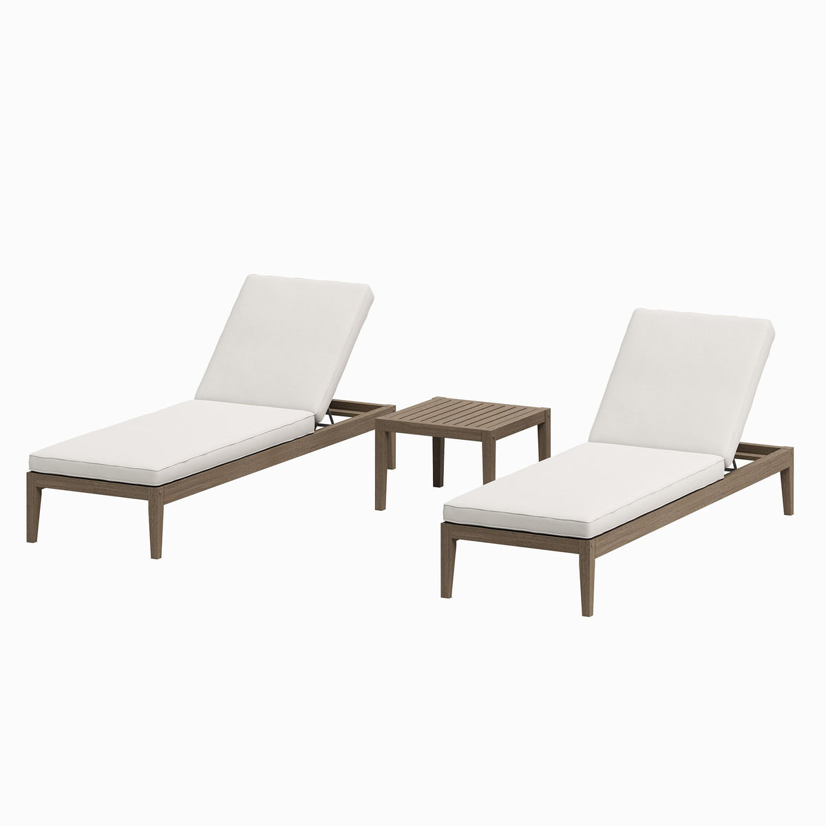 Northlake 3-Piece Outdoor Patio Teak Wood Furniture Set with Chaise Lounges and Side Table by Modway, photo 26 of 31