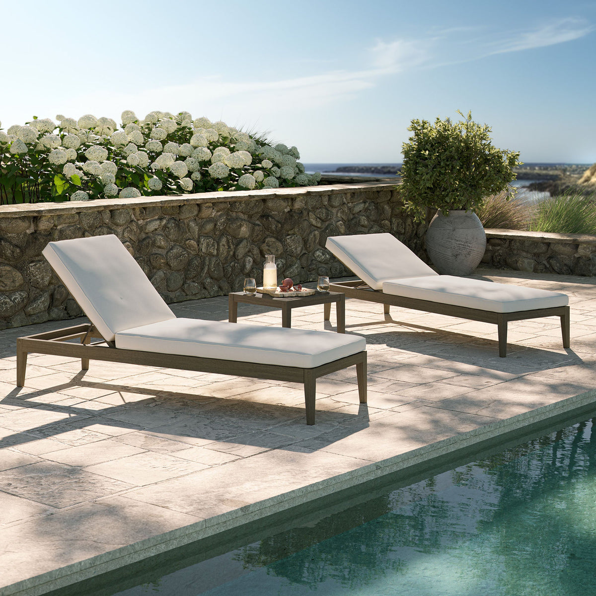 Northlake 3-Piece Outdoor Patio Teak Wood Furniture Set with Chaise Lounges and Side Table by Modway, photo 31 of 31