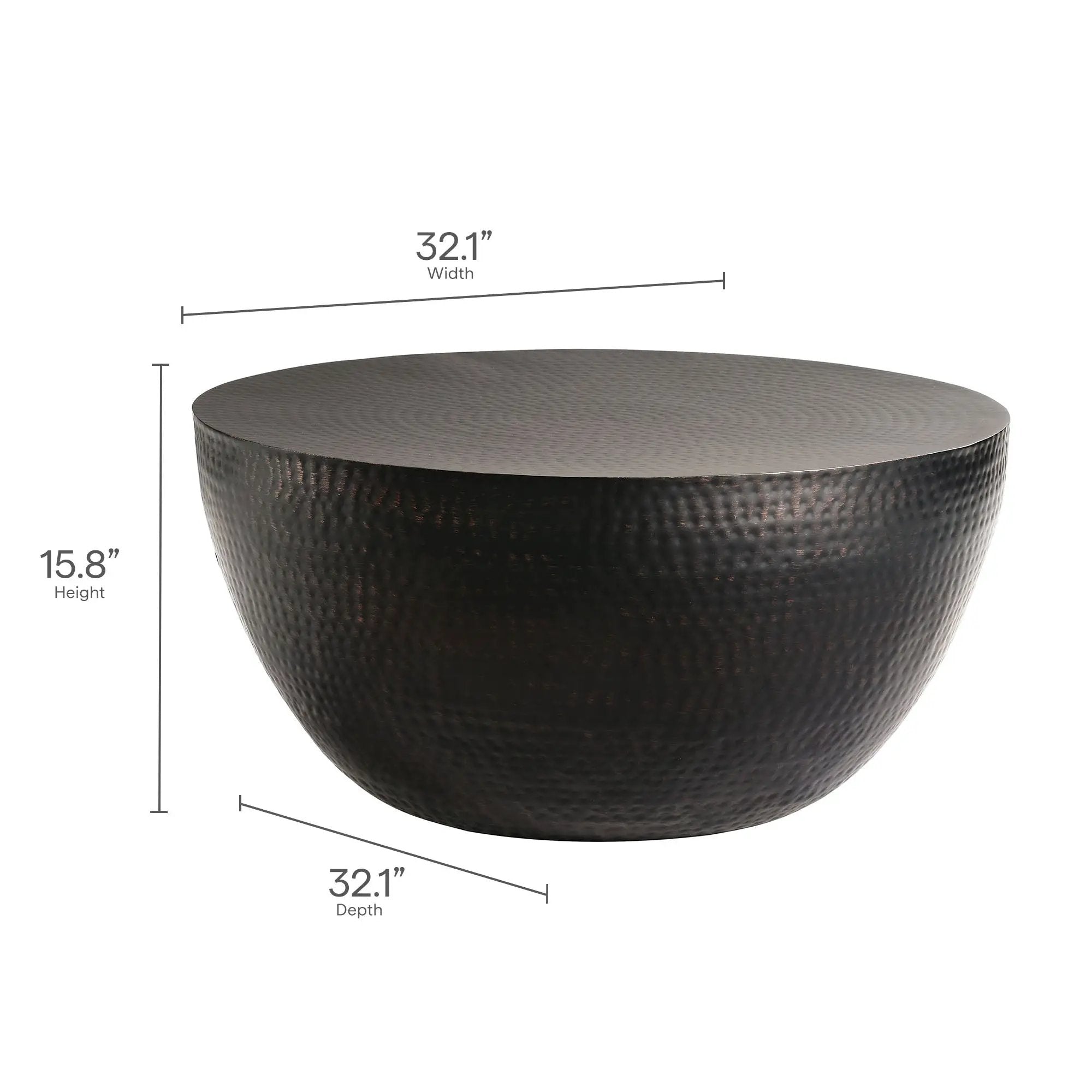 Mella 32 Inch Metal Hammered Coffee Table by Modway by HouseOfZazla