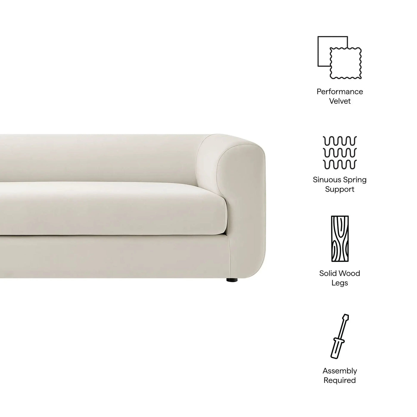 Leif 89" Performance Velvet Upholstered Sofa by Modway by HouseOfZazla