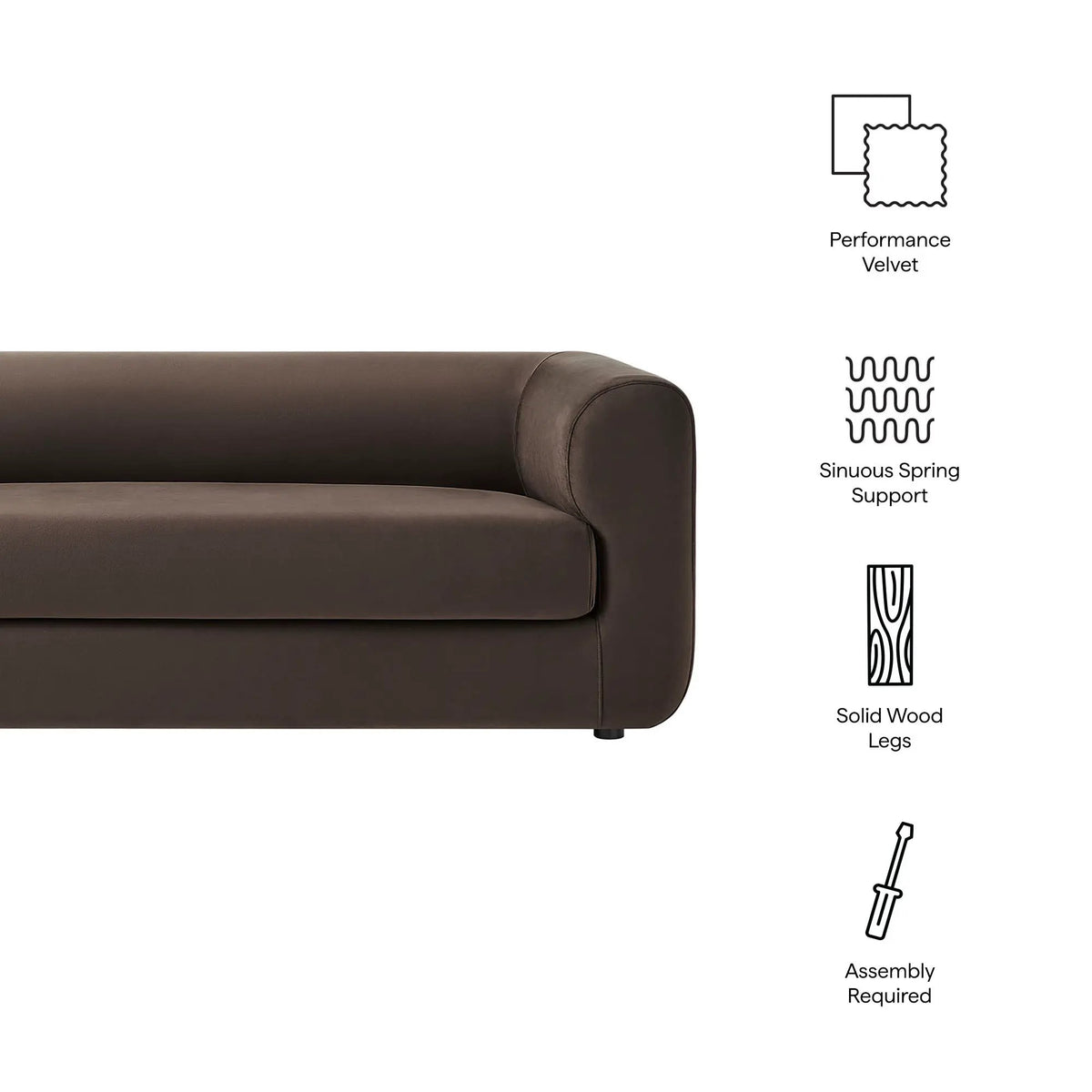 Leif 89" Performance Velvet Upholstered Sofa by Modway by HouseOfZazla