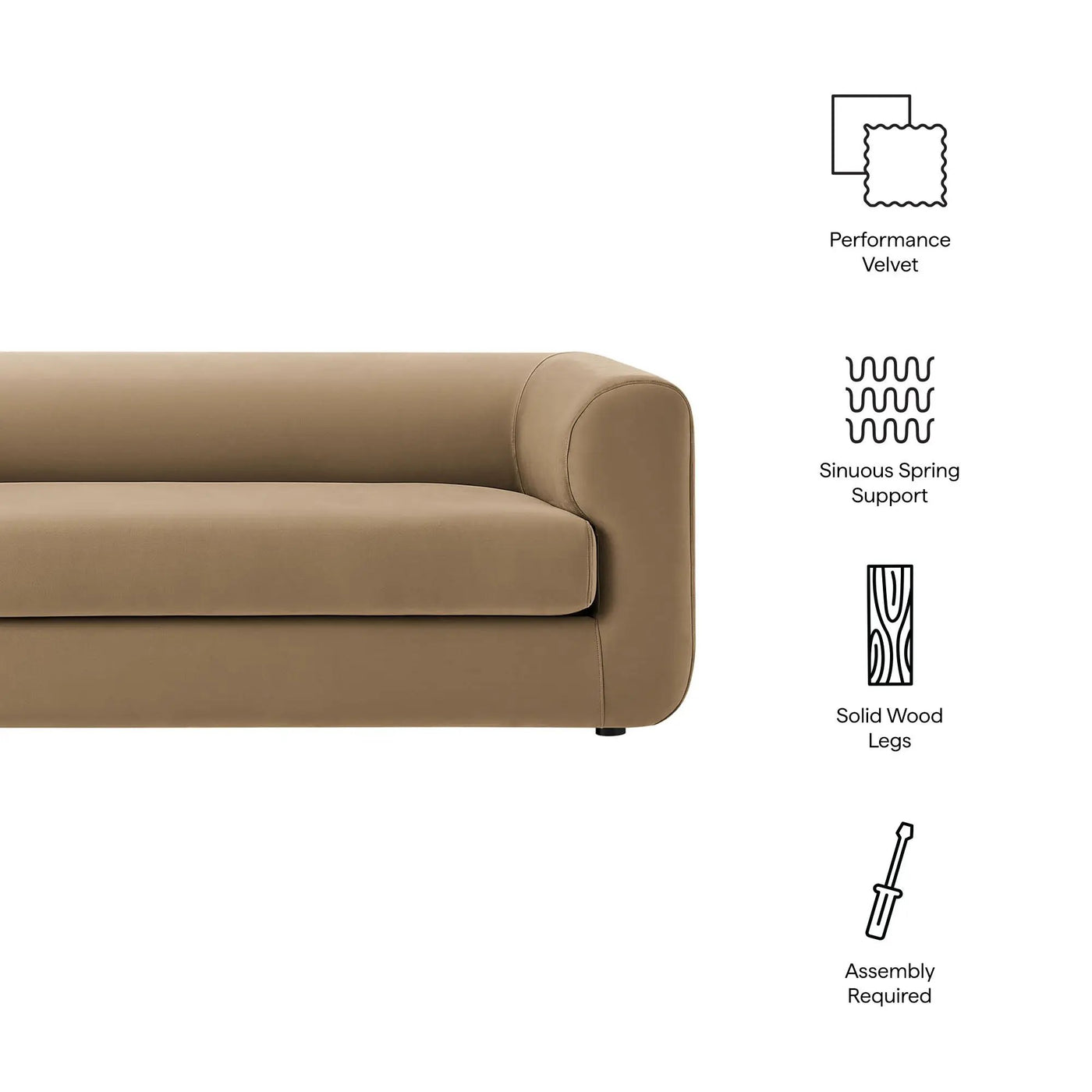Leif 89" Performance Velvet Upholstered Sofa by Modway by HouseOfZazla