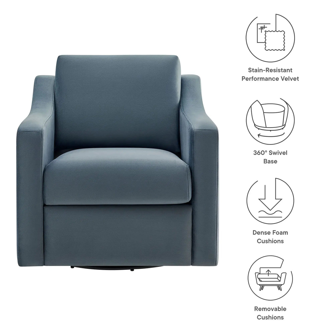 Liora Performance Velvet Swivel Armchair by Modway by HouseOfZazla