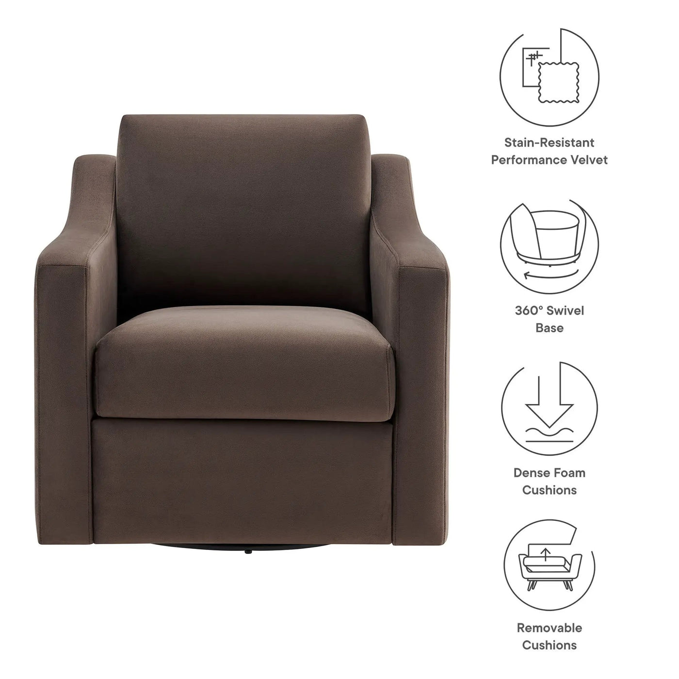 Liora Performance Velvet Swivel Armchair by Modway by HouseOfZazla