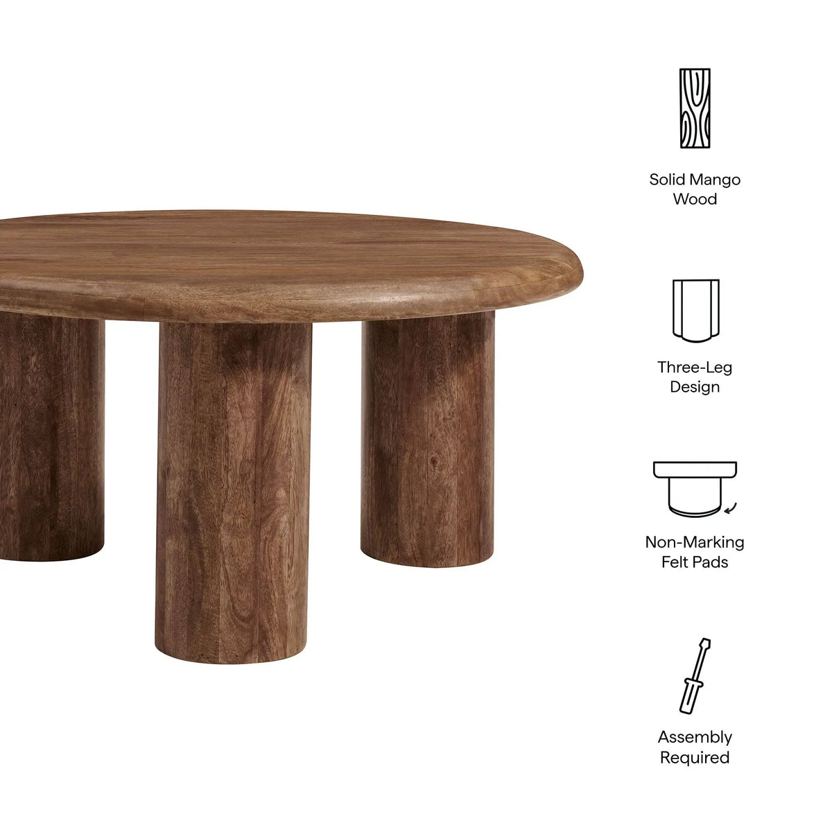 Mavina Round Mango Wood Coffee Table by Modway by HouseOfZazla