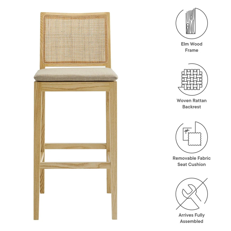 Ovard Wood and Rattan Bar Stool by Modway by HouseOfZazla