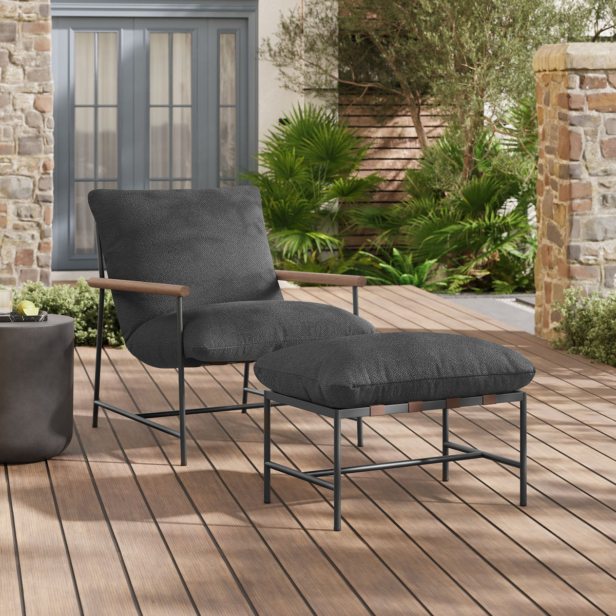 Raya Outdoor Patio Boucle Lounge Chair and Ottoman by Modway, photo 9 of 18