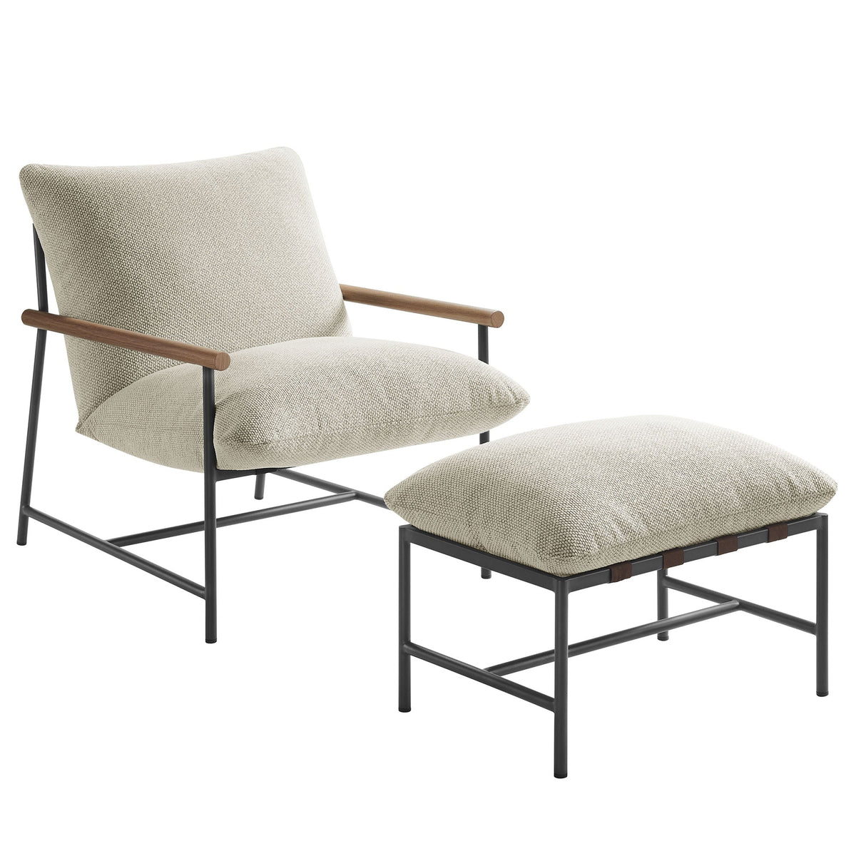 Raya Outdoor Patio Boucle Lounge Chair and Ottoman by Modway, photo 10 of 18
