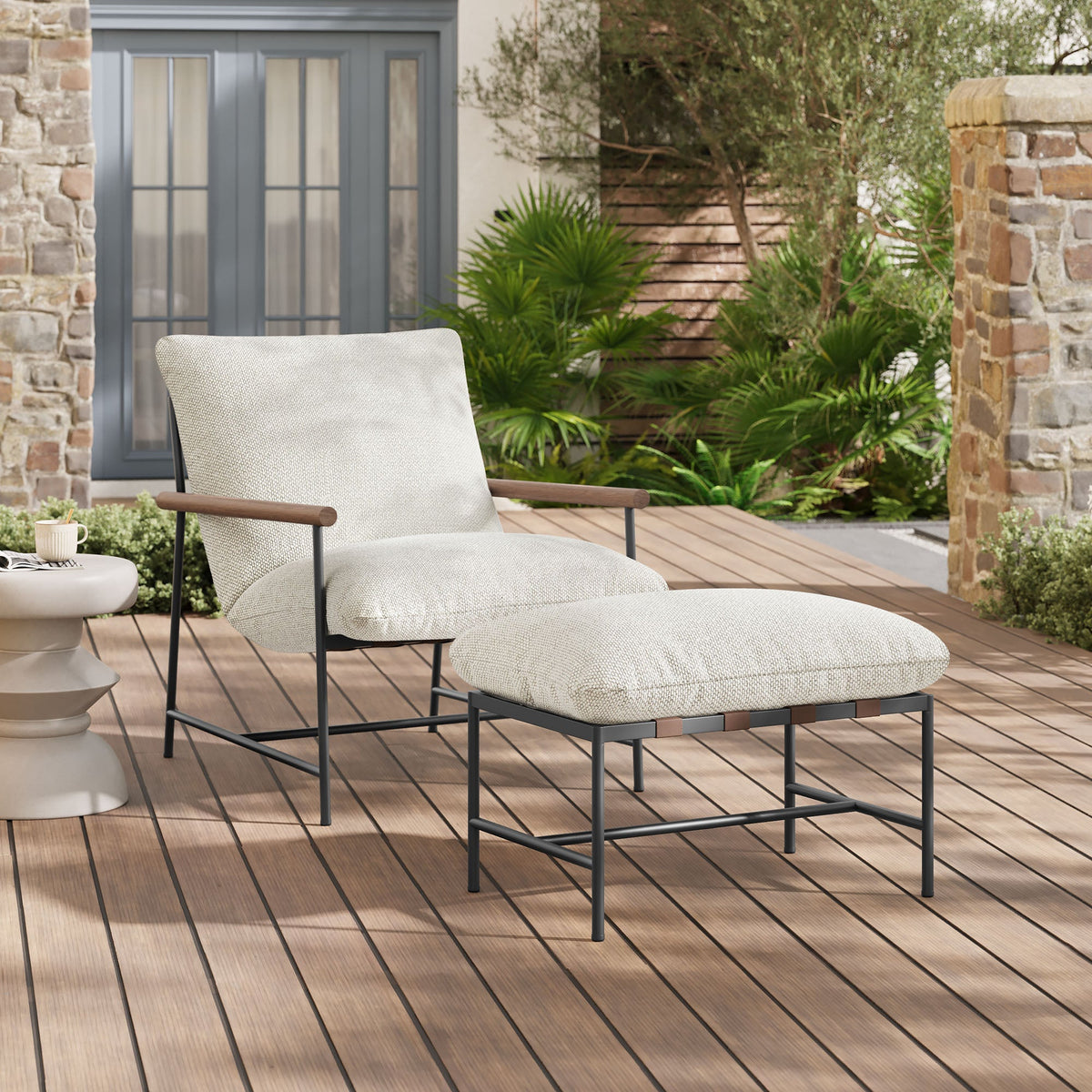 Raya Outdoor Patio Boucle Lounge Chair and Ottoman by Modway, photo 18 of 18