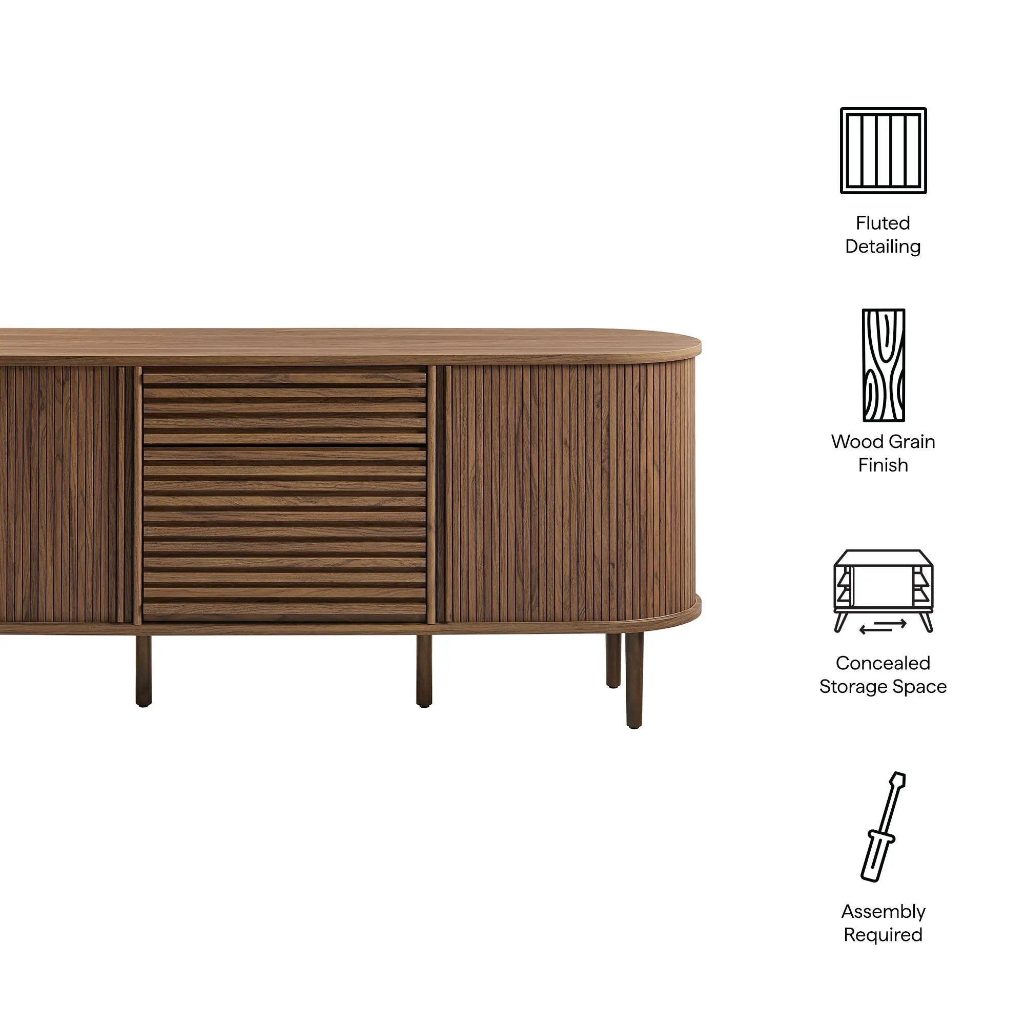 Harlan 67" Fluted Oval Sideboard Cabinet by Modway by HouseOfZazla
