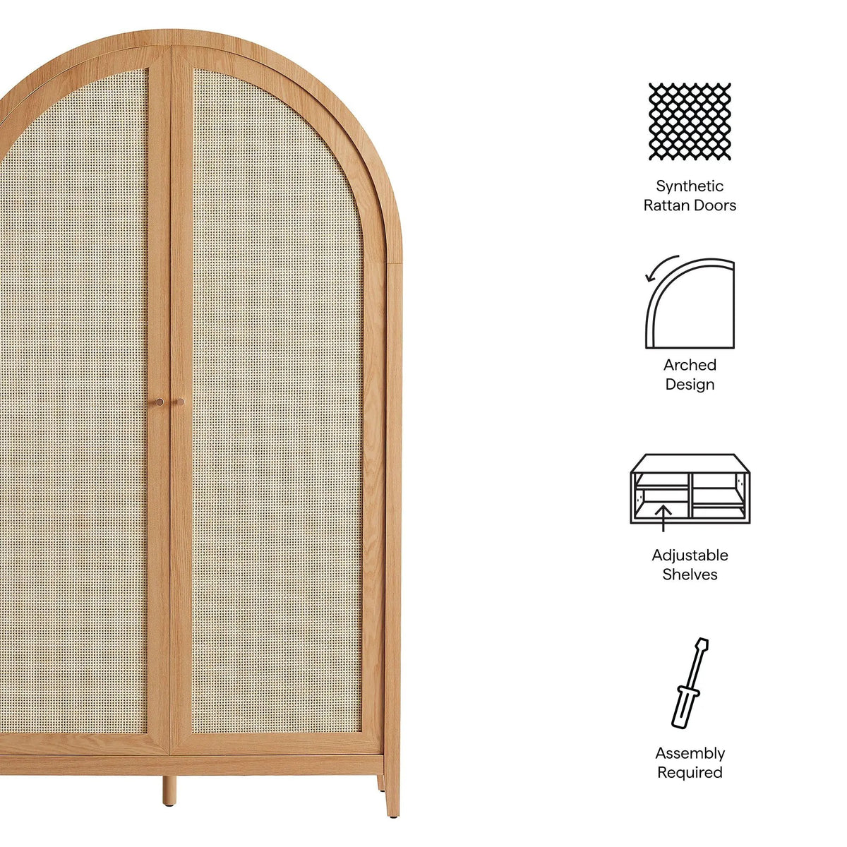 Calista 79" Tall Wide Rattan Arched Storage Cabinet by Modway by HouseOfZazla