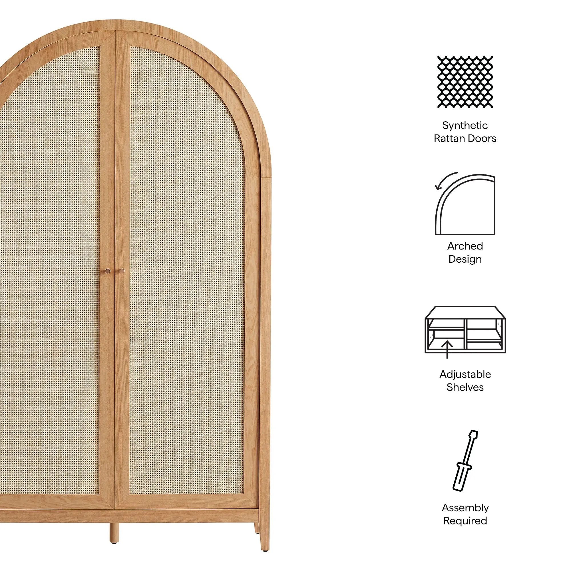 Calista 79" Tall Wide Rattan Arched Storage Cabinet by Modway by HouseOfZazla
