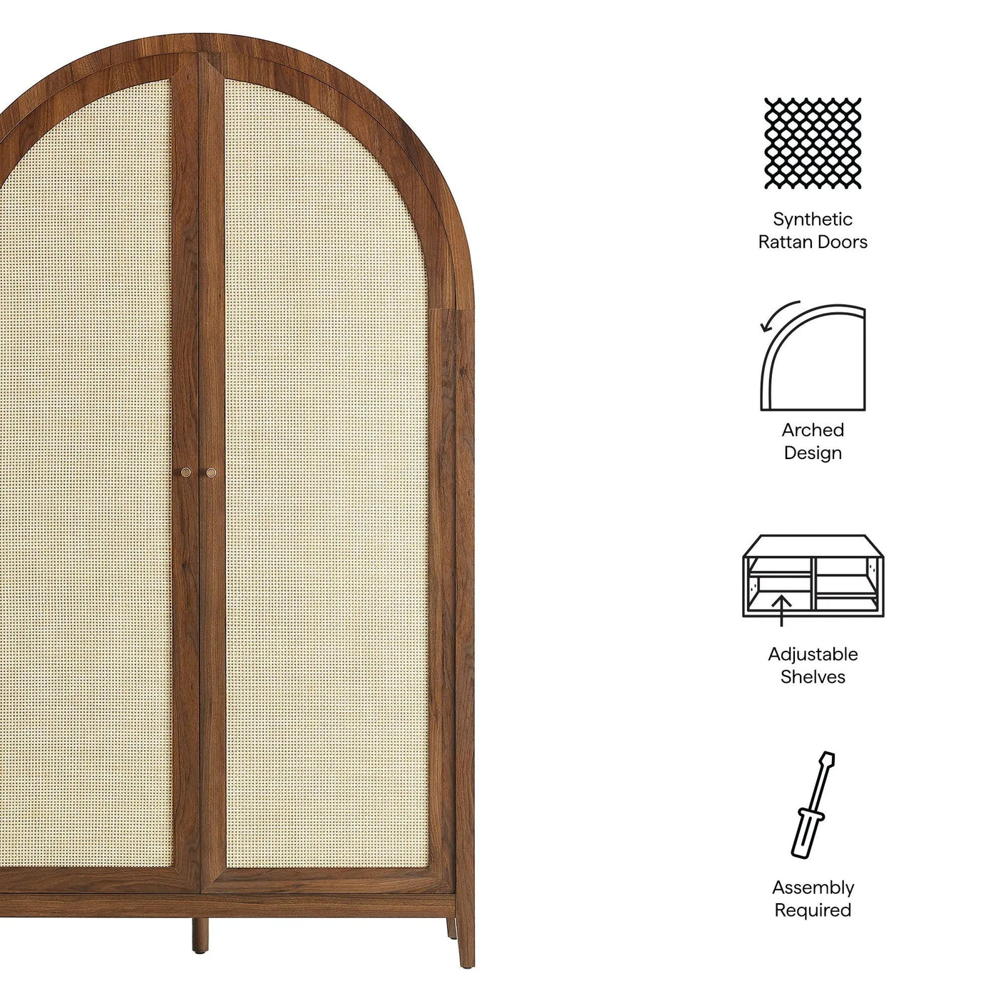 Calista 79" Tall Wide Rattan Arched Storage Cabinet by Modway by HouseOfZazla