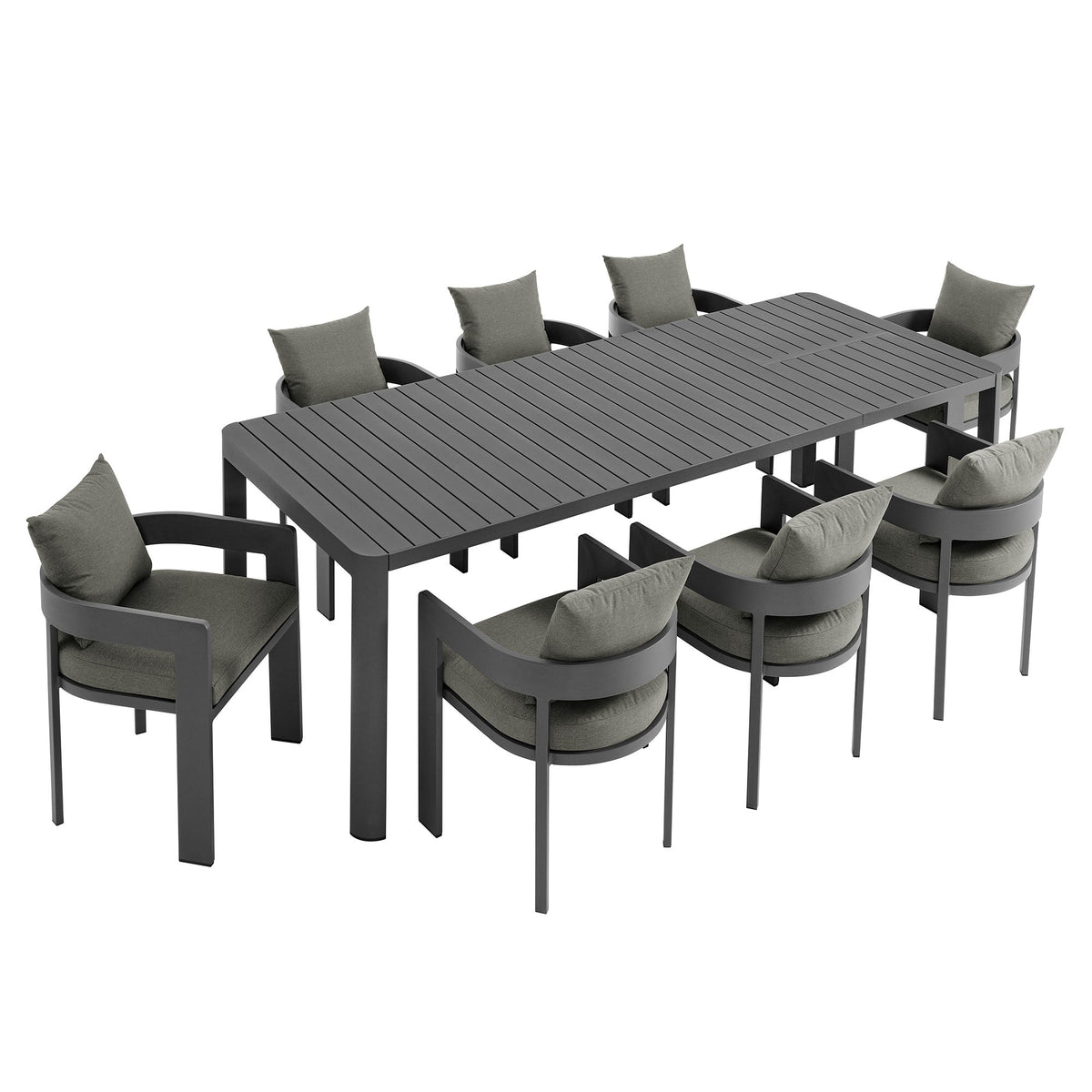 Tahoe 9-Piece Outdoor Patio Aluminum Dining Set With Extendable Table by Modway, photo 5 of 21