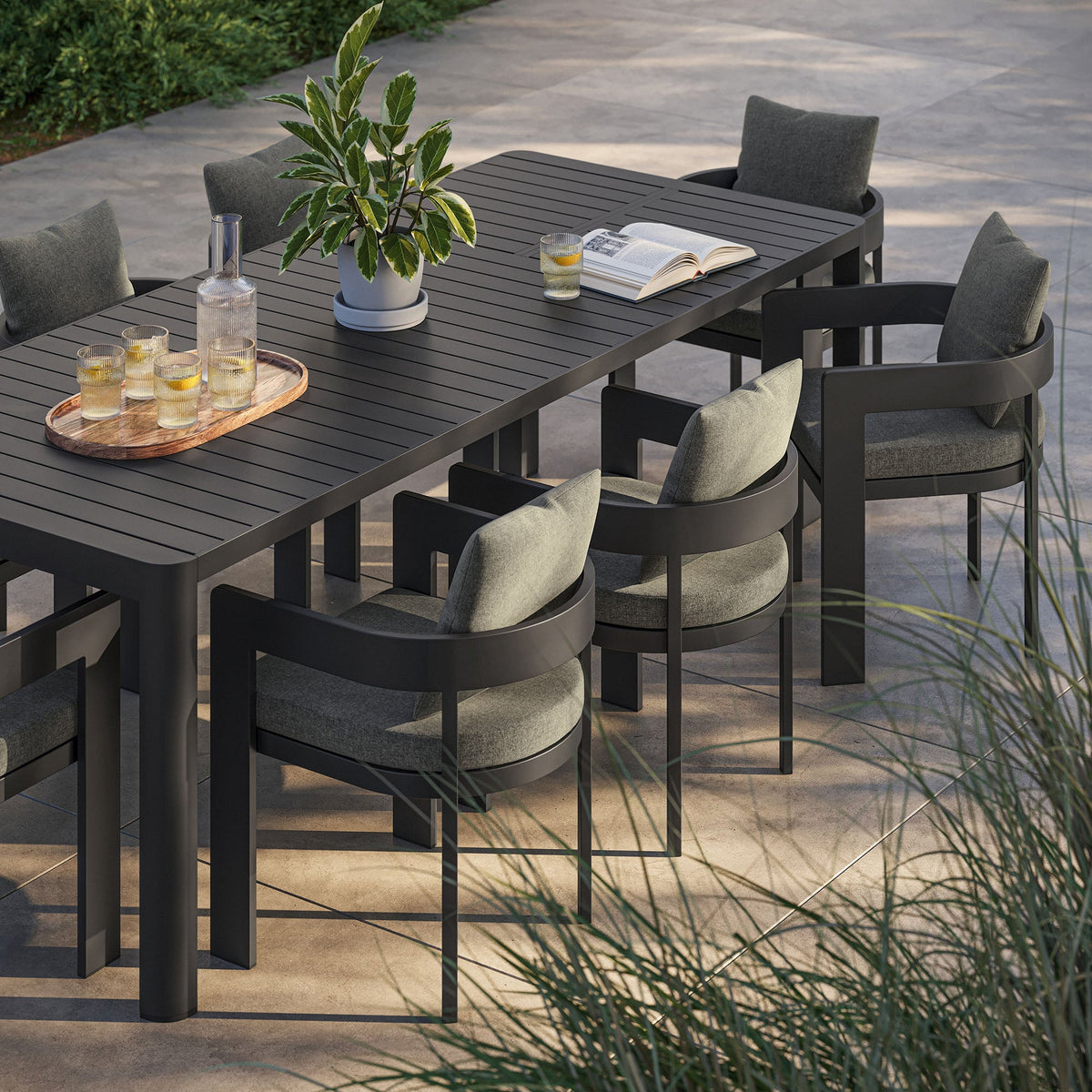 Tahoe 9-Piece Outdoor Patio Aluminum Dining Set With Extendable Table by Modway, photo 7 of 21