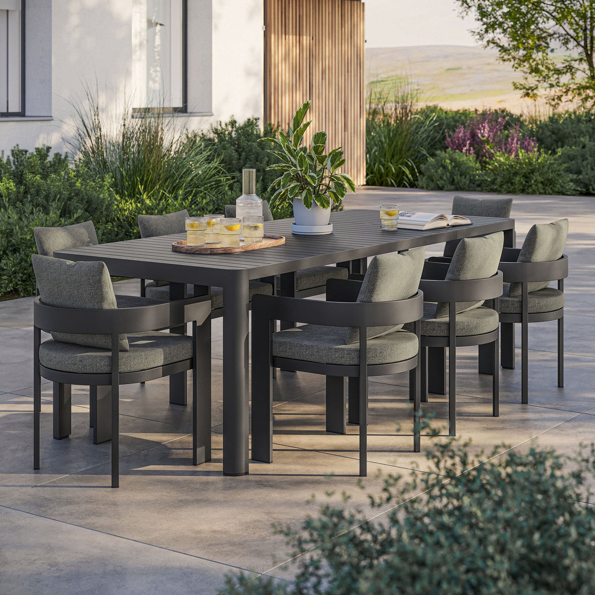 Tahoe 9-Piece Outdoor Patio Aluminum Dining Set With Extendable Table by Modway, photo 6 of 21