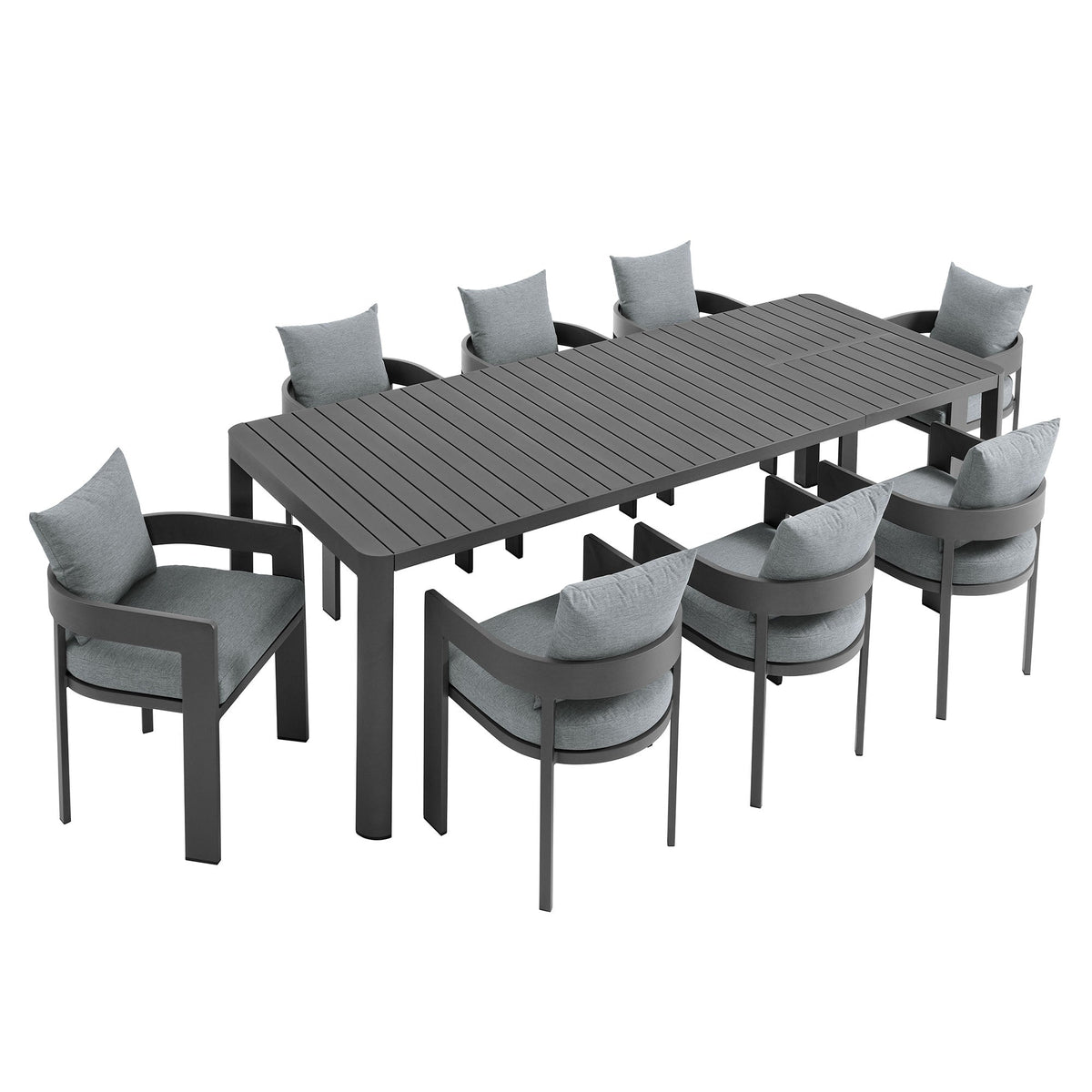 Tahoe 9-Piece Outdoor Patio Aluminum Dining Set With Extendable Table by Modway, photo 12 of 21