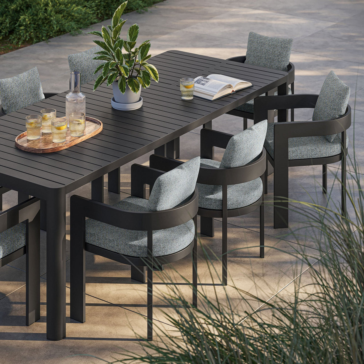 Tahoe 9-Piece Outdoor Patio Aluminum Dining Set With Extendable Table by Modway, photo 14 of 21