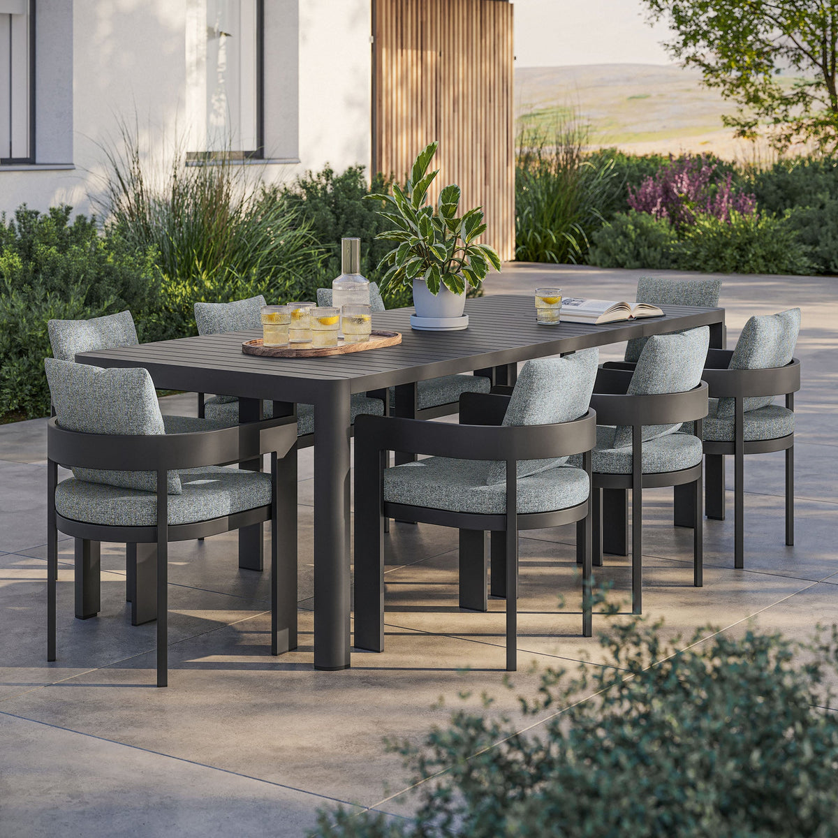 Tahoe 9-Piece Outdoor Patio Aluminum Dining Set With Extendable Table by Modway, photo 13 of 21