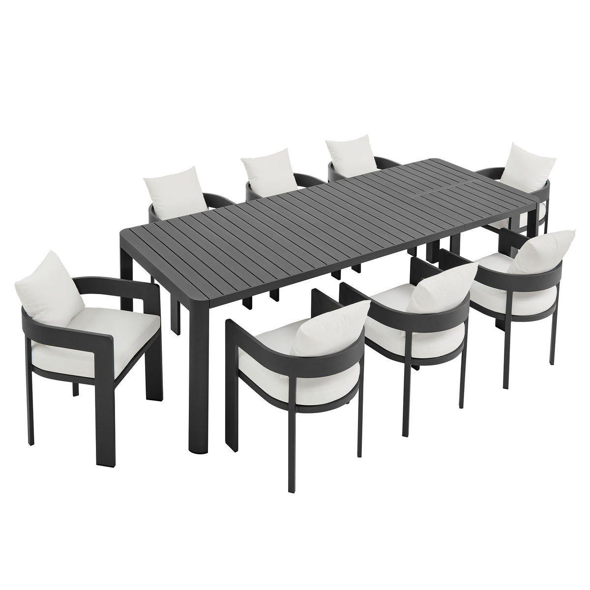 Tahoe 9-Piece Outdoor Patio Aluminum Dining Set With Extendable Table by Modway, photo 19 of 21