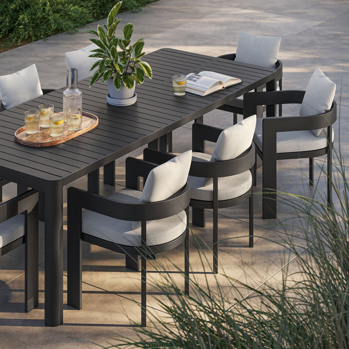 Tahoe 9-Piece Outdoor Patio Aluminum Dining Set With Extendable Table by Modway, photo 21 of 21