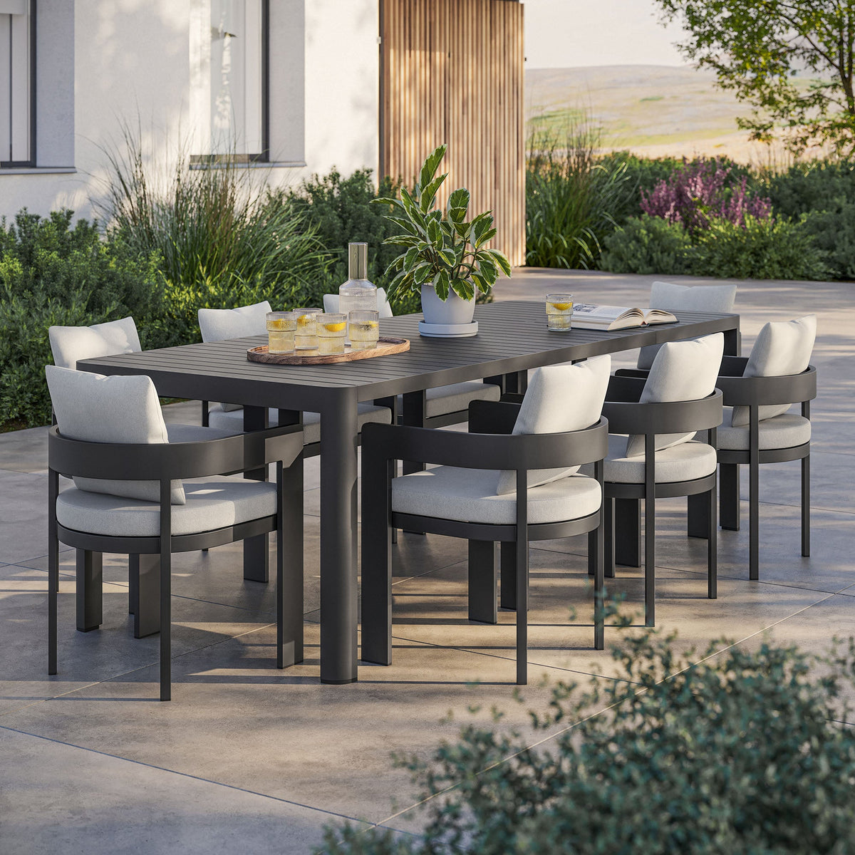 Tahoe 9-Piece Outdoor Patio Aluminum Dining Set With Extendable Table by Modway, photo 20 of 21