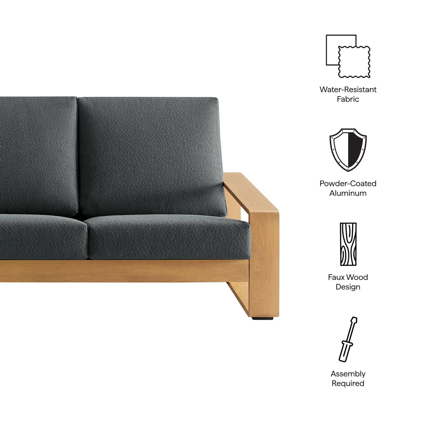 Lirienne Outdoor Patio Aluminum Faux Wood Sofa by Modway by HouseOfZazla