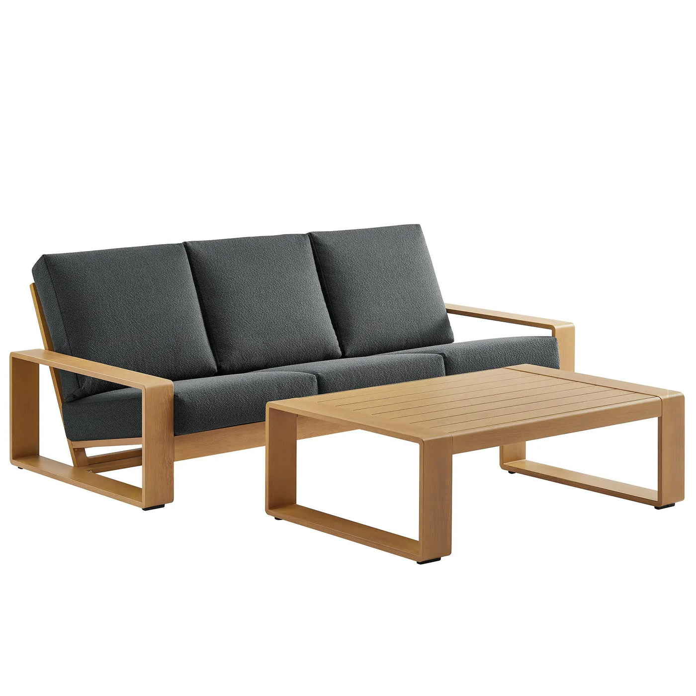 Lirienne 2-Piece Outdoor Patio Aluminum Faux Wood Furniture Set by HouseOfZazla