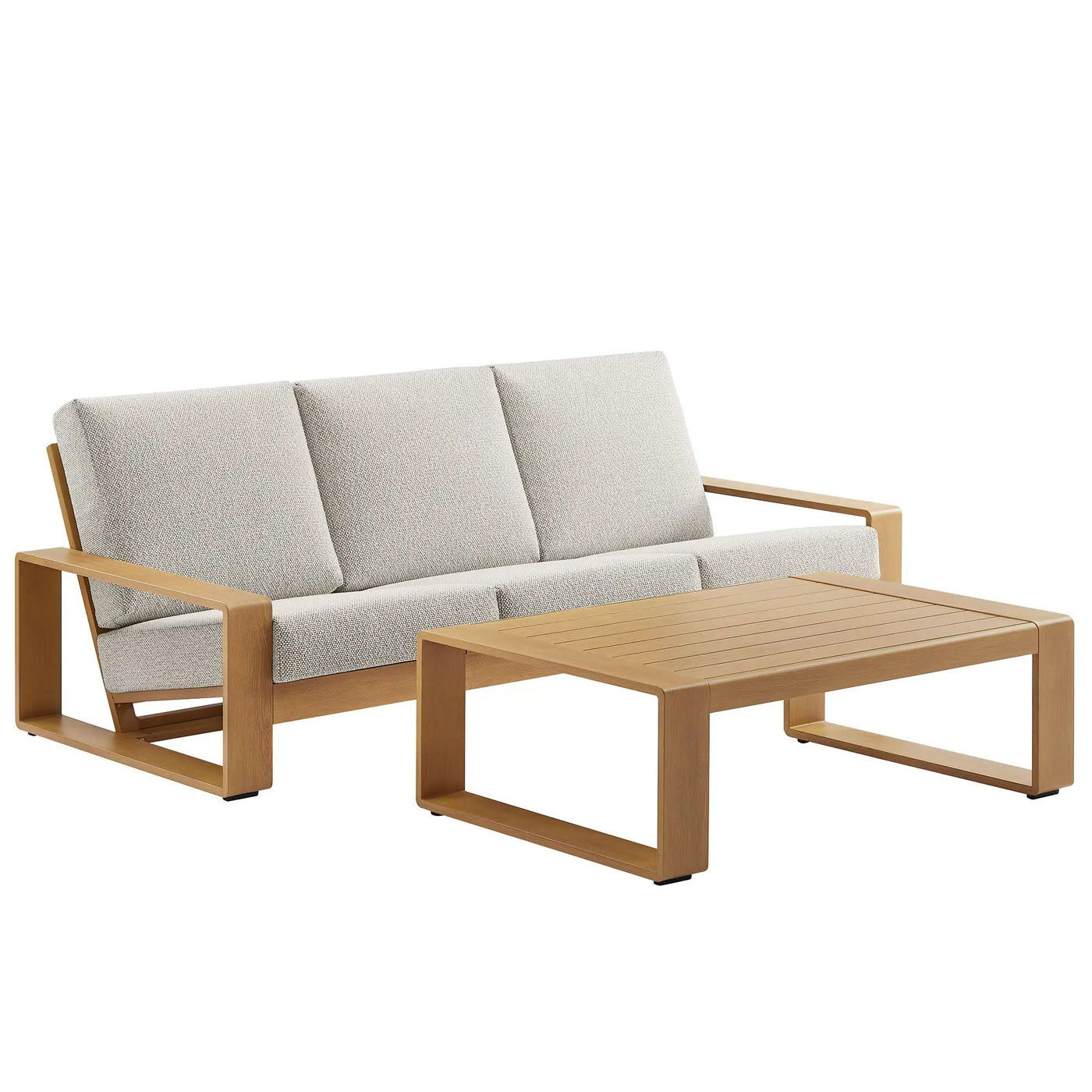 Lirienne 2-Piece Outdoor Patio Aluminum Faux Wood Furniture Set by HouseOfZazla