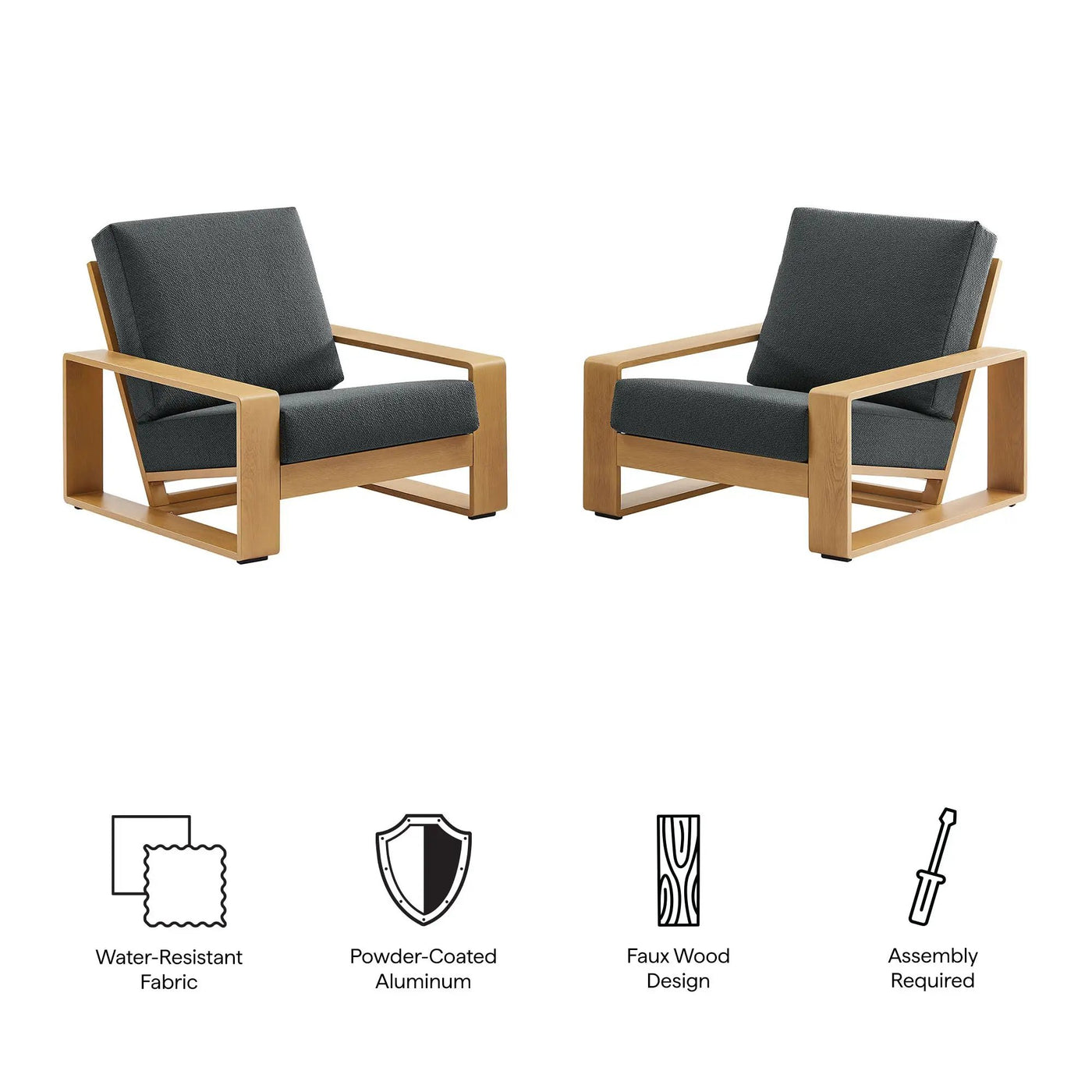 Lirienne Outdoor Patio Aluminum Faux Wood Armchairs Set of 2 by Modway by HouseOfZazla