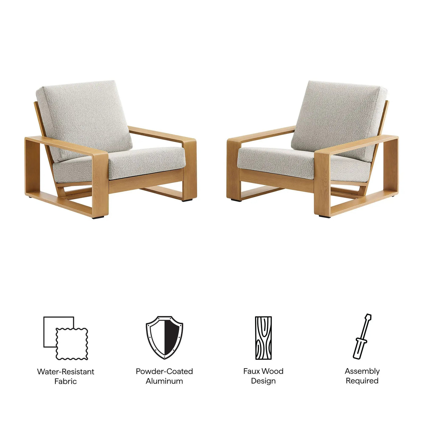 Lirienne Outdoor Patio Aluminum Faux Wood Armchairs Set of 2 by Modway by HouseOfZazla