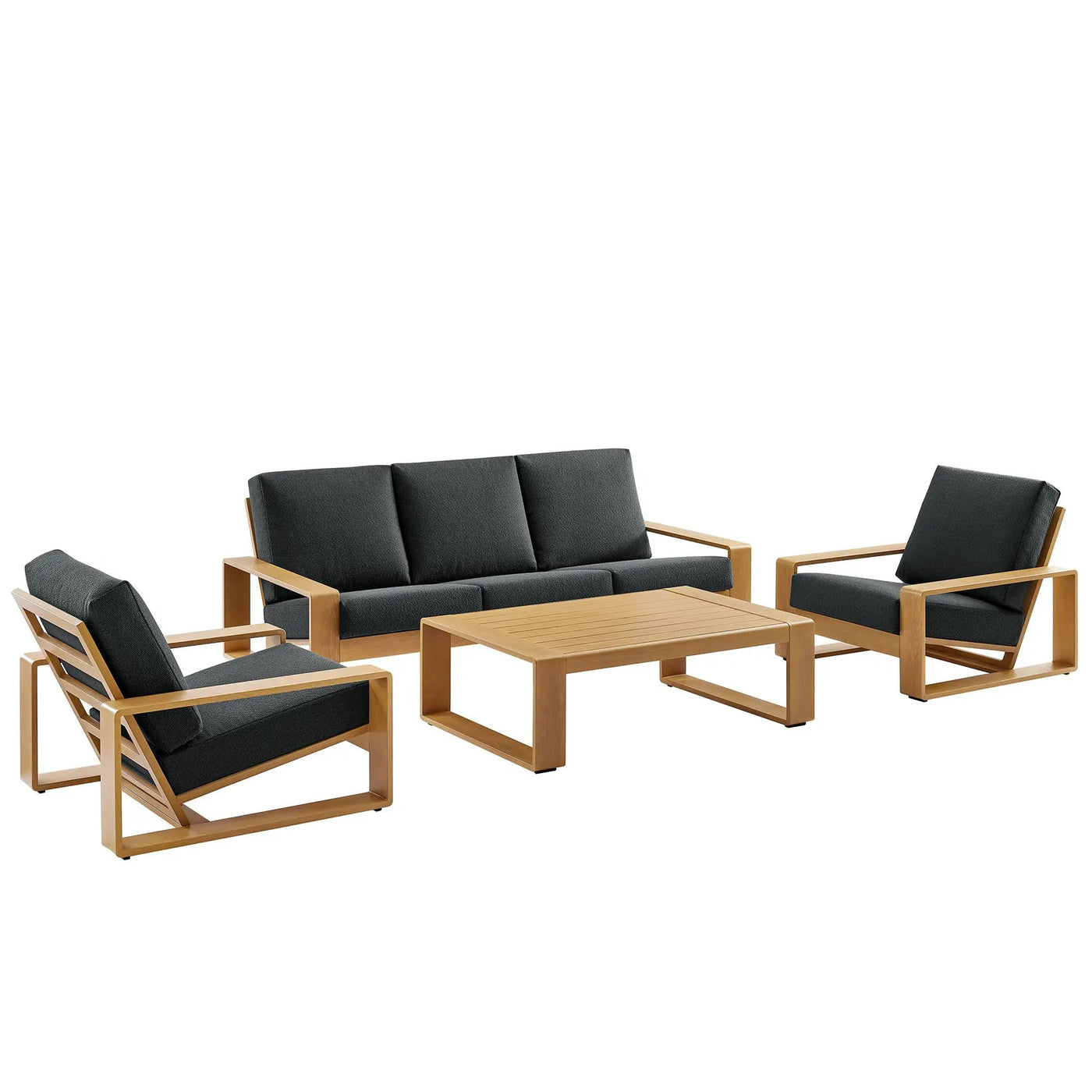 Lirienne 4-Piece Outdoor Patio Aluminum Faux Wood Furniture Set by HouseOfZazla