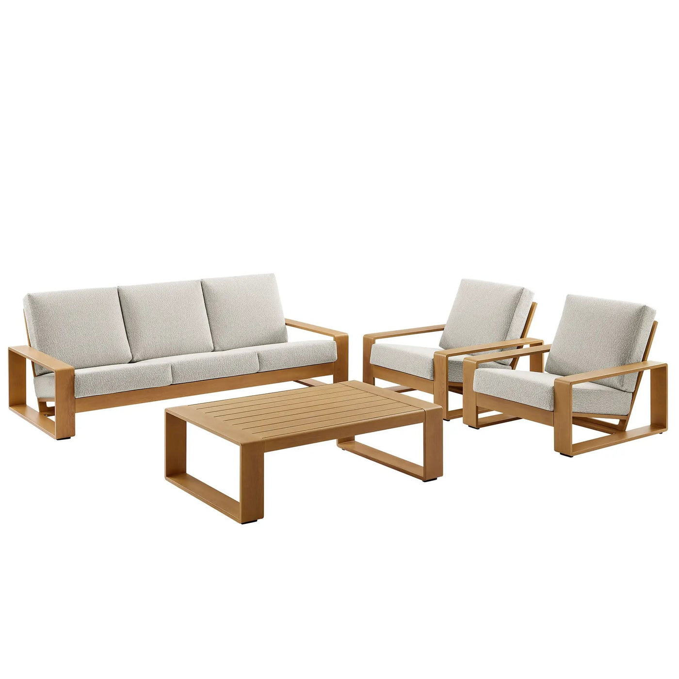 Lirienne 4-Piece Outdoor Patio Aluminum Faux Wood Furniture Set by HouseOfZazla