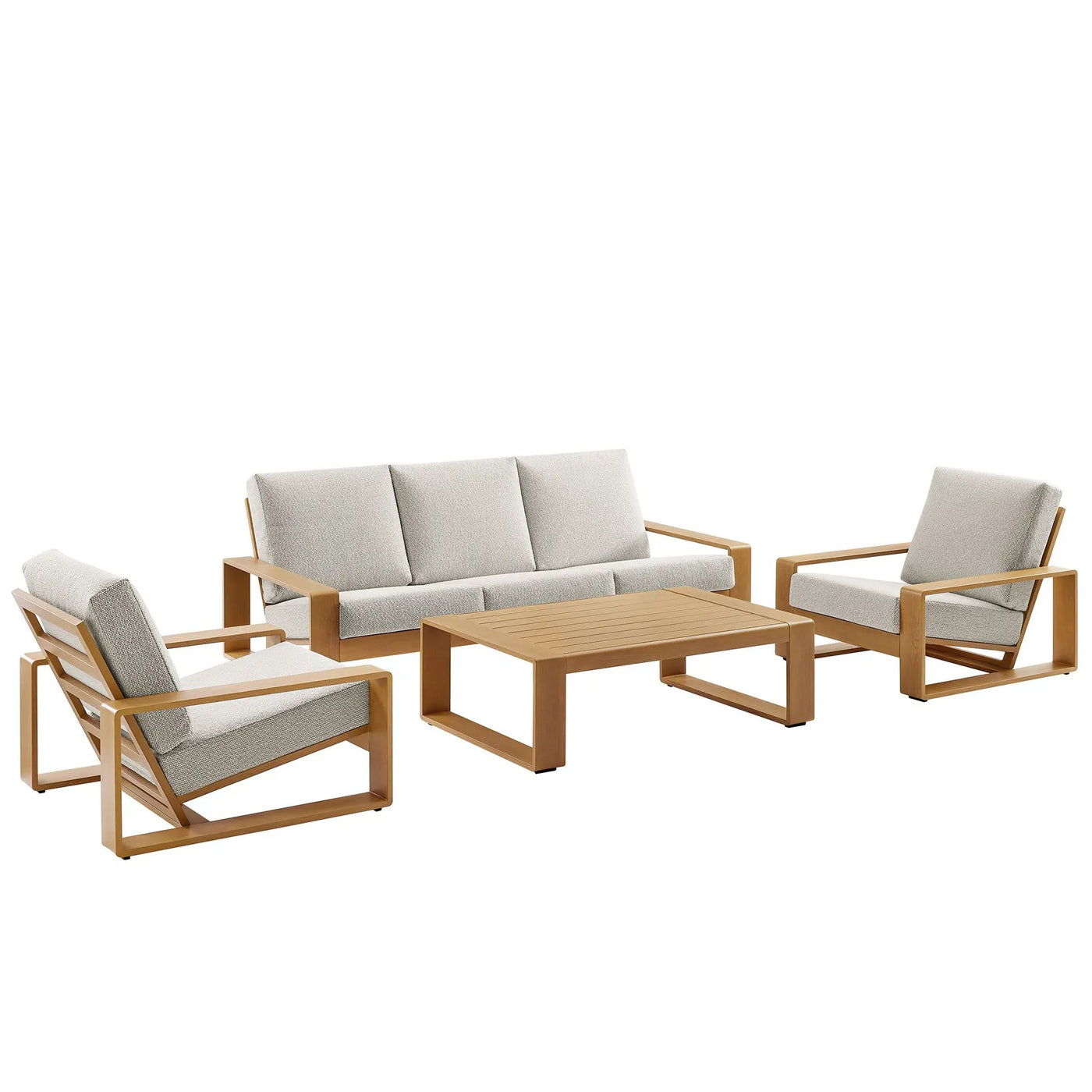 Lirienne 4-Piece Outdoor Patio Aluminum Faux Wood Furniture Set by HouseOfZazla