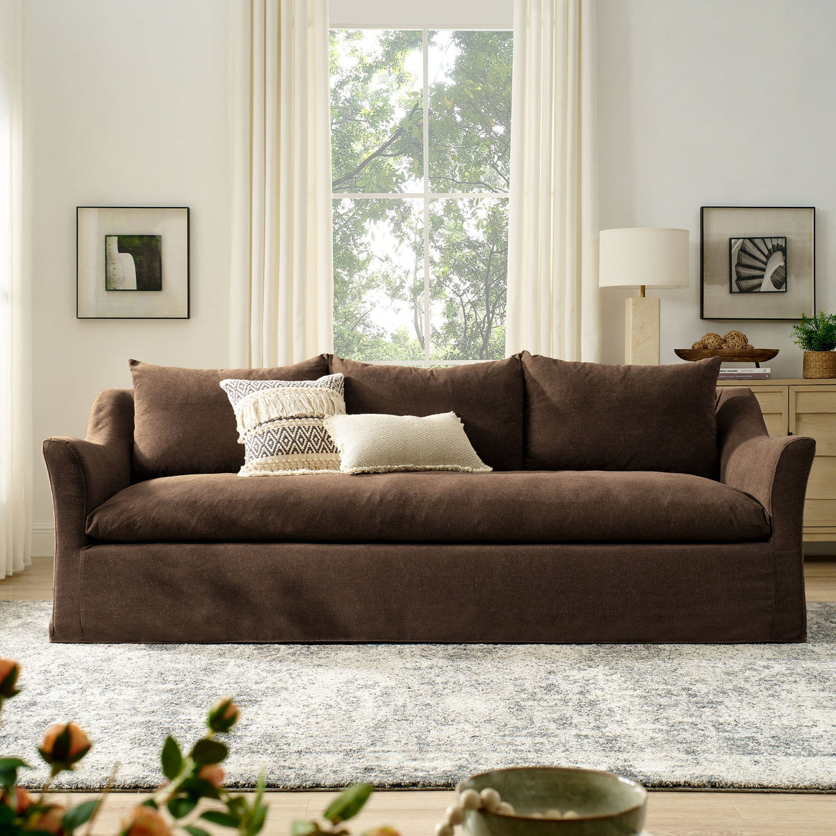 Somerset 92" Linen Blend Slipcovered Sofa by Modway, photo 9 of 30