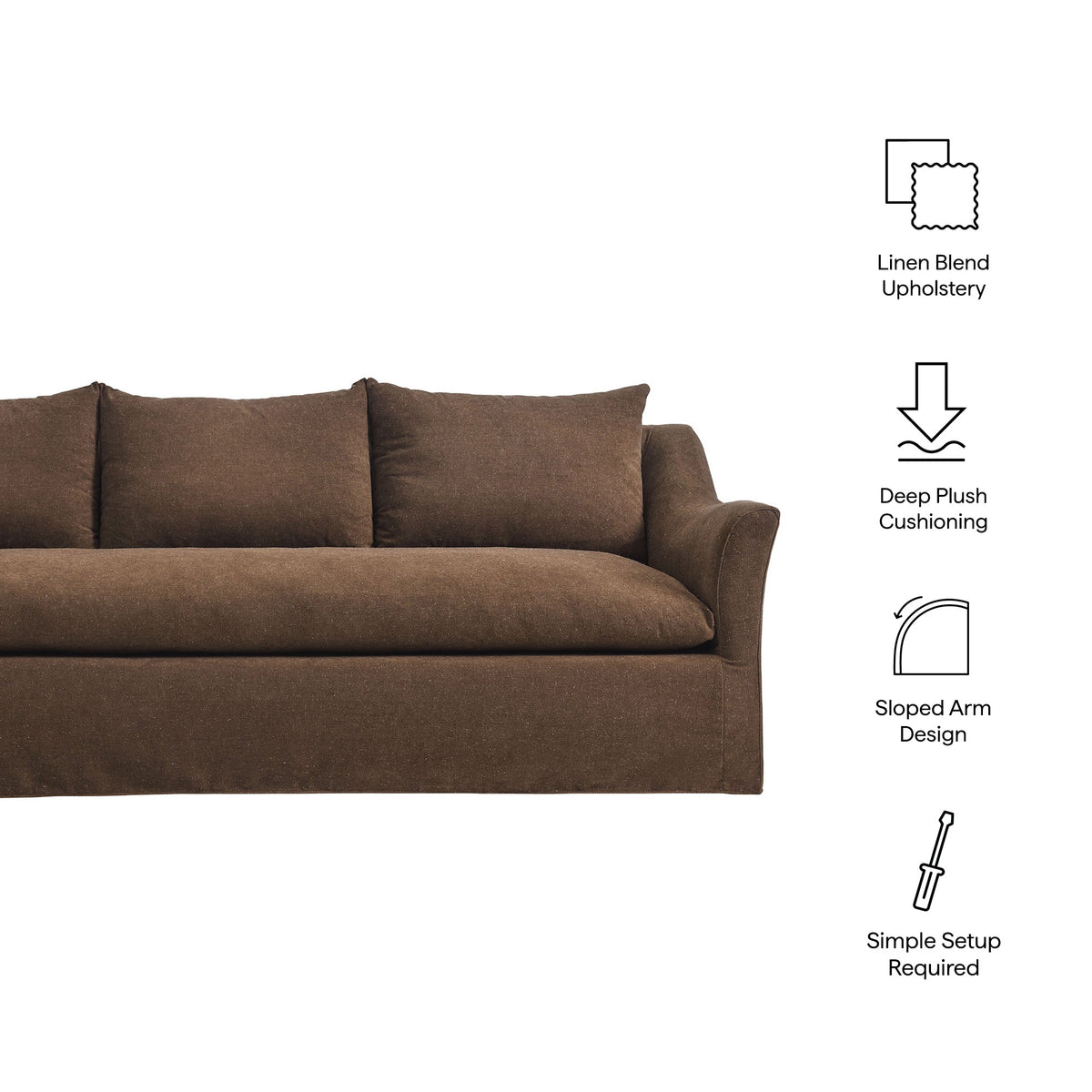 Somerset 92" Linen Blend Slipcovered Sofa by Modway, photo 2 of 30