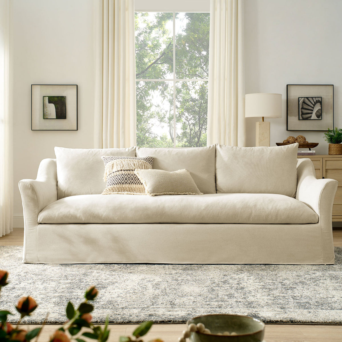 Somerset 92" Linen Blend Slipcovered Sofa by Modway, photo 19 of 30