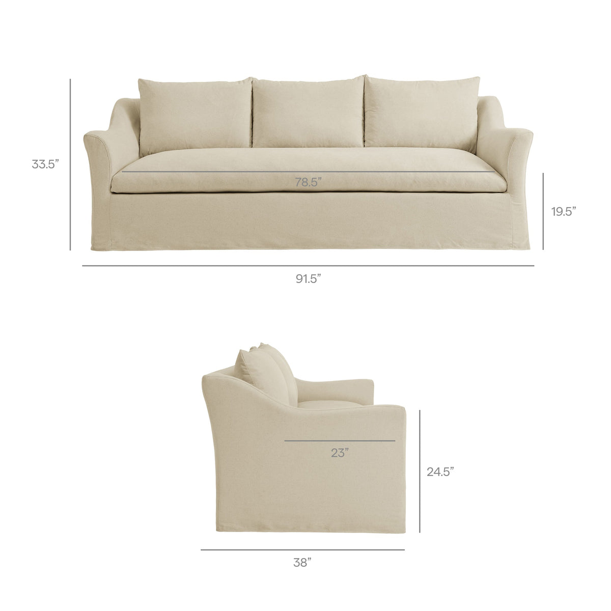 Somerset 92" Linen Blend Slipcovered Sofa by Modway, photo 13 of 30