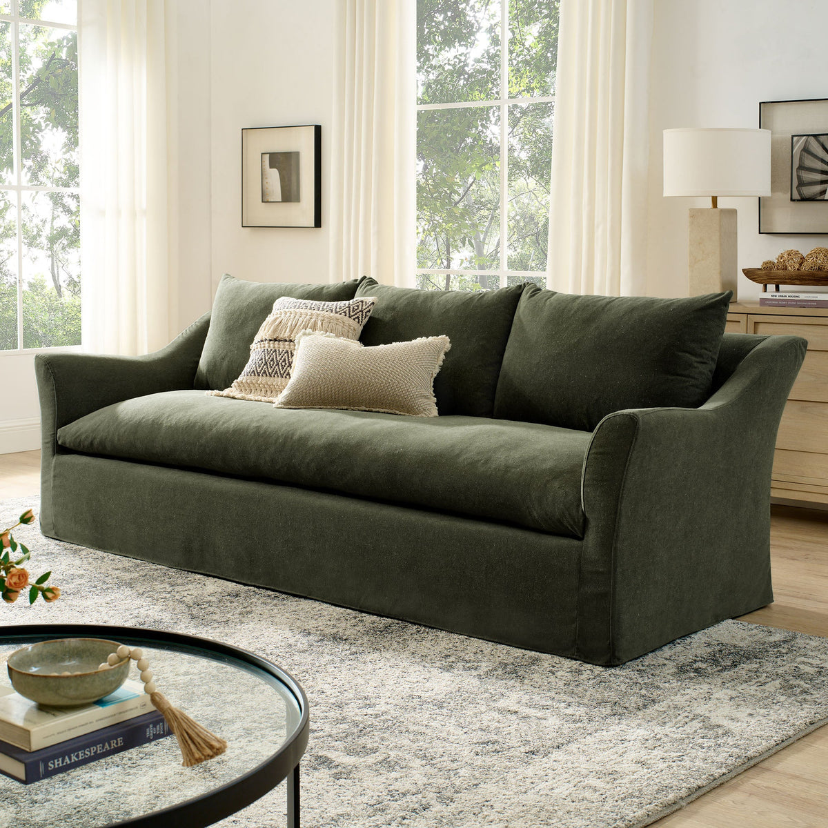 Somerset 92" Linen Blend Slipcovered Sofa by Modway, photo 28 of 30