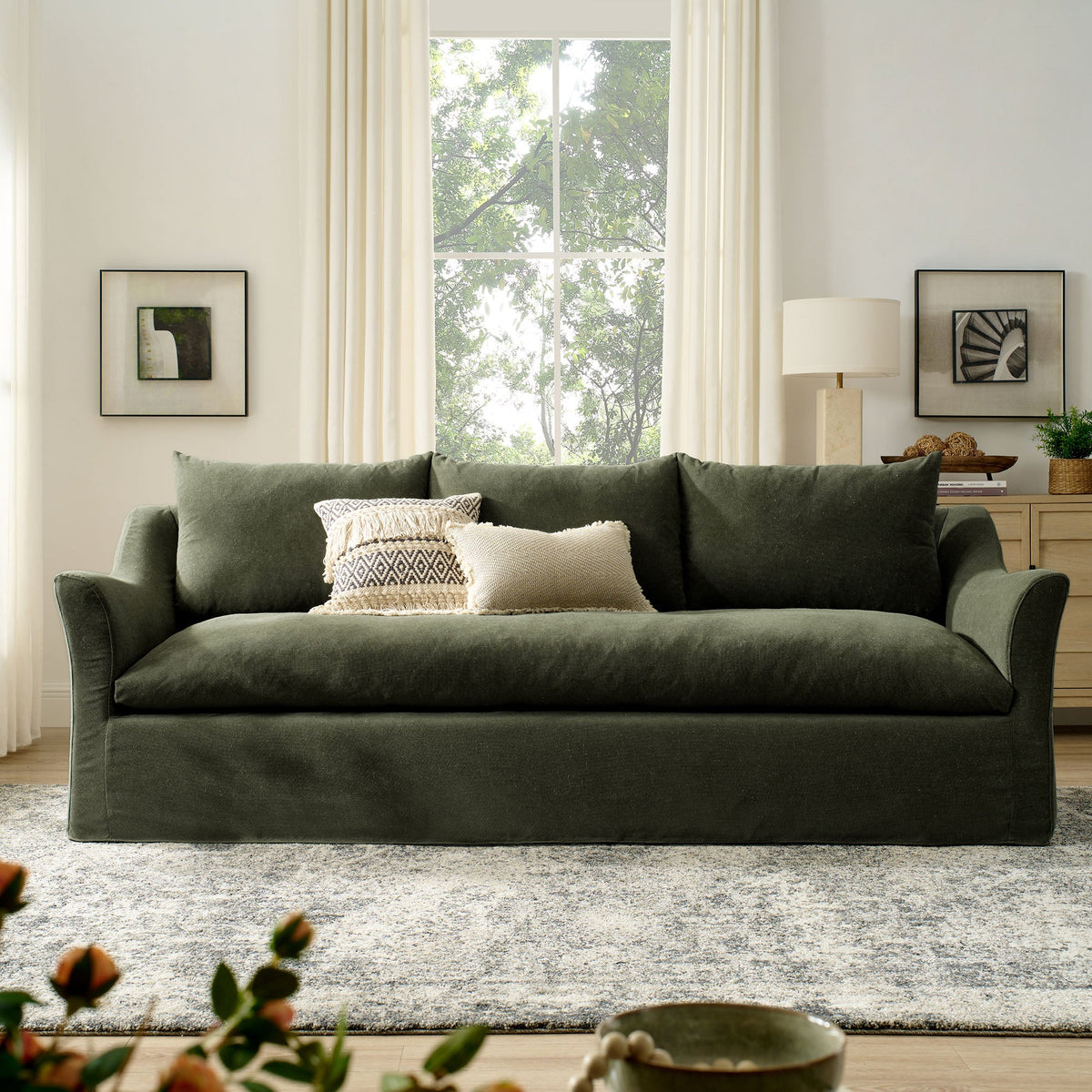 Somerset 92" Linen Blend Slipcovered Sofa by Modway, photo 29 of 30