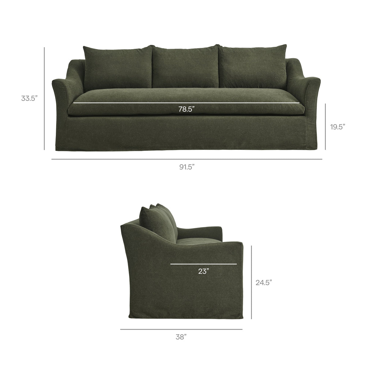 Somerset 92" Linen Blend Slipcovered Sofa by Modway, photo 23 of 30