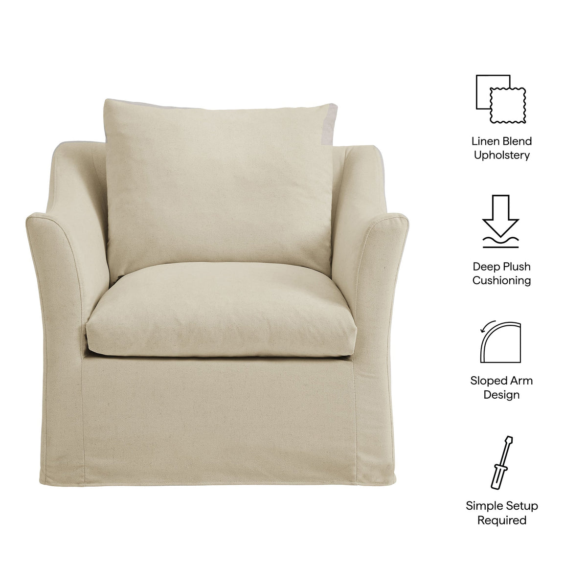 Somerset Linen Blend Slipcovered Armchair by Modway, photo 11 of 27