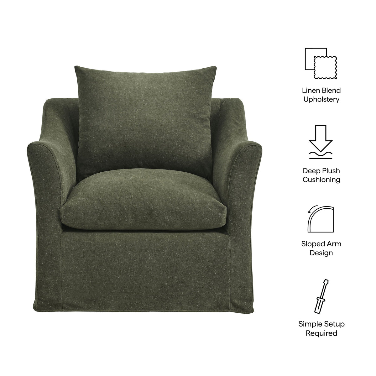 Somerset Linen Blend Slipcovered Armchair by Modway, photo 20 of 27