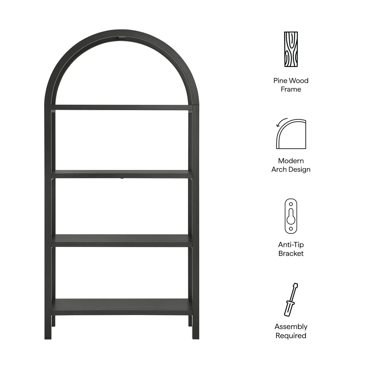 Vexley 72 Inch Large Arched Bookshelf by Modway by HouseOfZazla