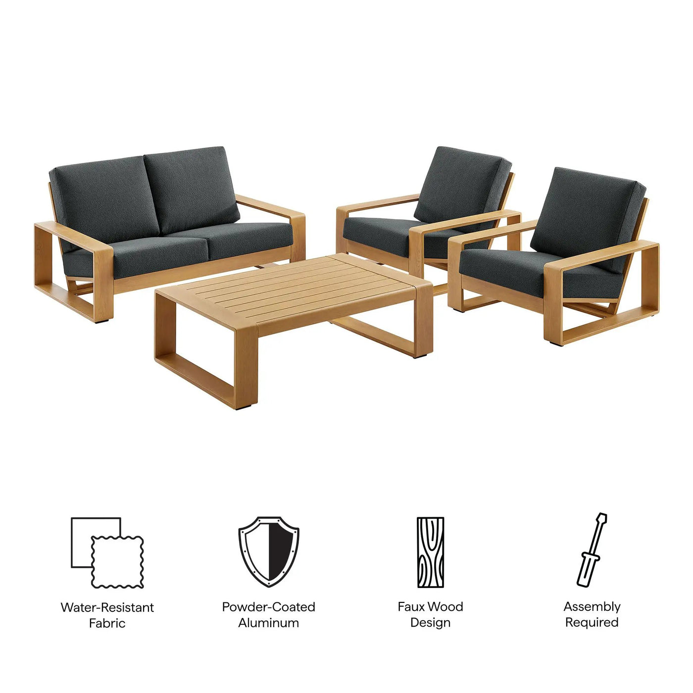 Lirienne 4-Piece Outdoor Patio Aluminum Faux Wood Furniture Set by Modway by HouseOfZazla