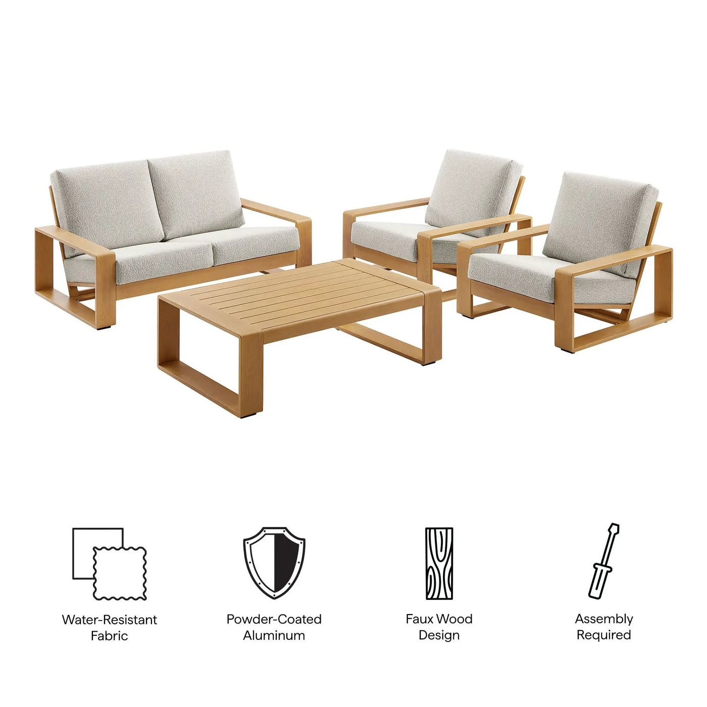 Lirienne 4-Piece Outdoor Patio Aluminum Faux Wood Furniture Set by Modway by HouseOfZazla